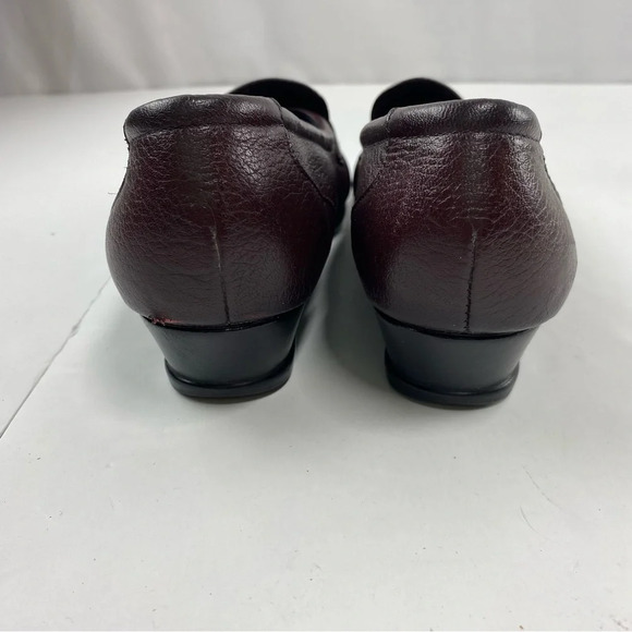 SAS Womens 9M Burgundy Leather Penny Loafers Wedge Tripad Comfort Shoes - Picture 2 of 8